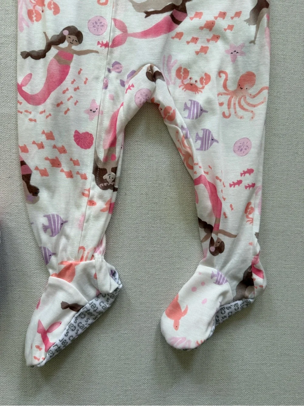 Carters Mermaid Fish Print Long Sleeve Footed Pajama Set Lot of 2 12 Months